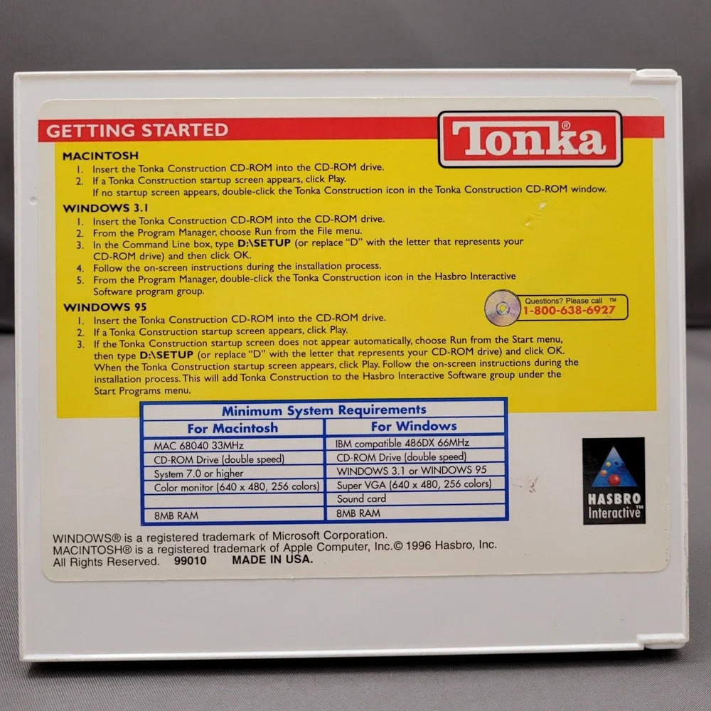 Tonka Construction by Hasbro Interactive (CD-ROM, 1996)